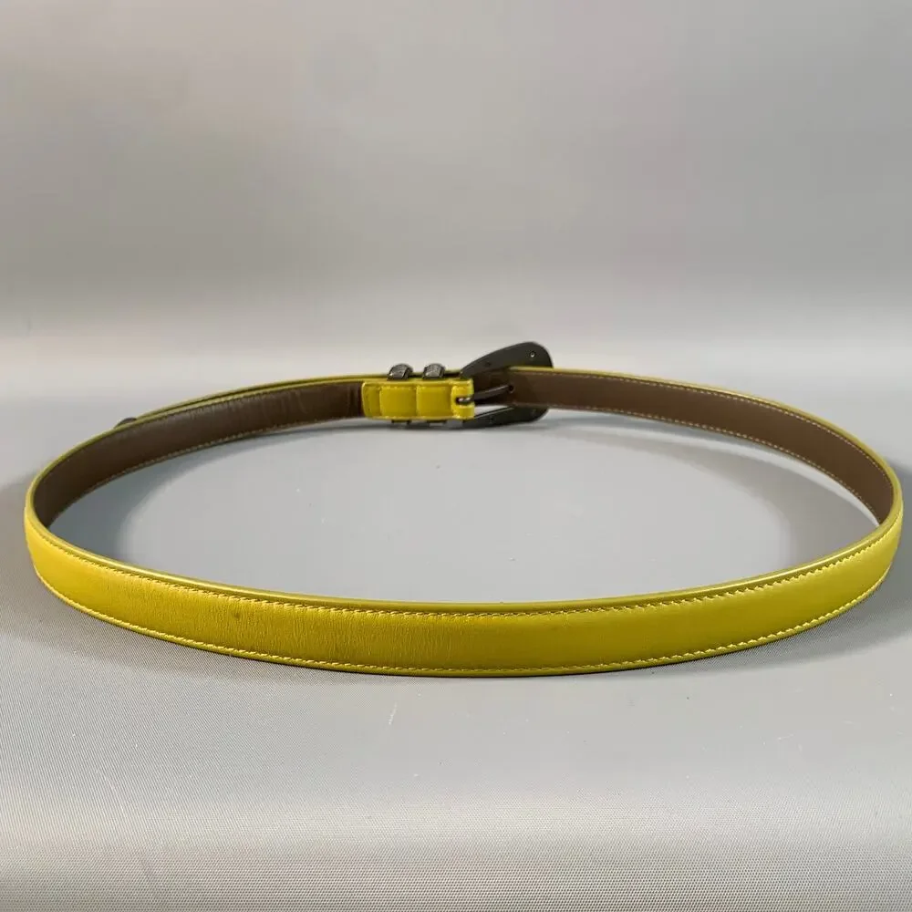 BOTTEGA VENETA Size 38 Green Brown Solid Leather Belt